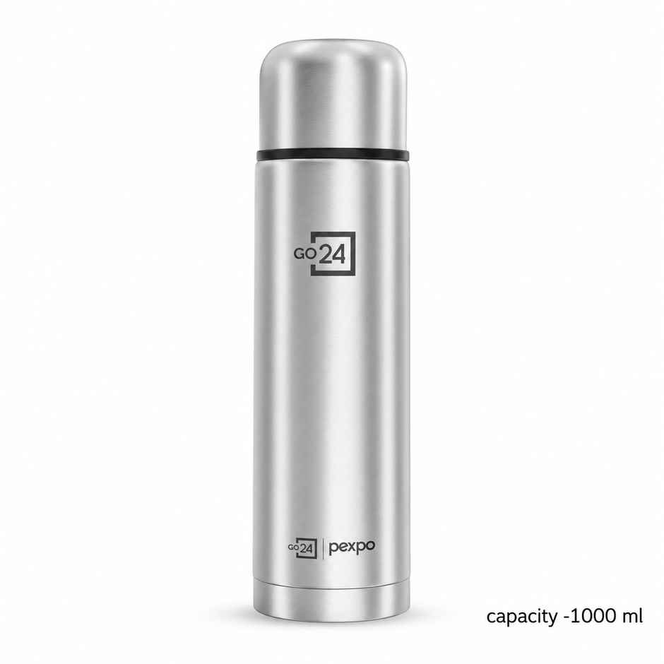 Go24 | Pexpo Thermosteel Flip Lid Flask Flamingo | 1 L | Silver