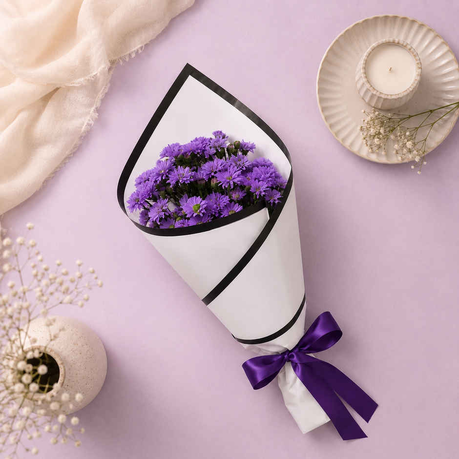 Blue Daisy Aster Bouquet | Gifting