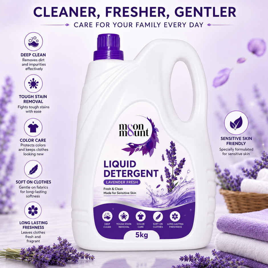 Moon And Mount Liquid Detergent Top Load Front Load Detergent Liquid For Washing Machine | Lavender
