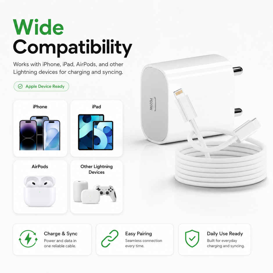 Ailkin 20W Fast iPhone PD Charger-USB-C to Lightning Cable & Power Adapter for Quick Charging iPhone iPhone 14 Plus,14 Pro,14 Pro Max,14 Mini,13,12 Max,Xs Max,XR,X,8Plus,iPad & More