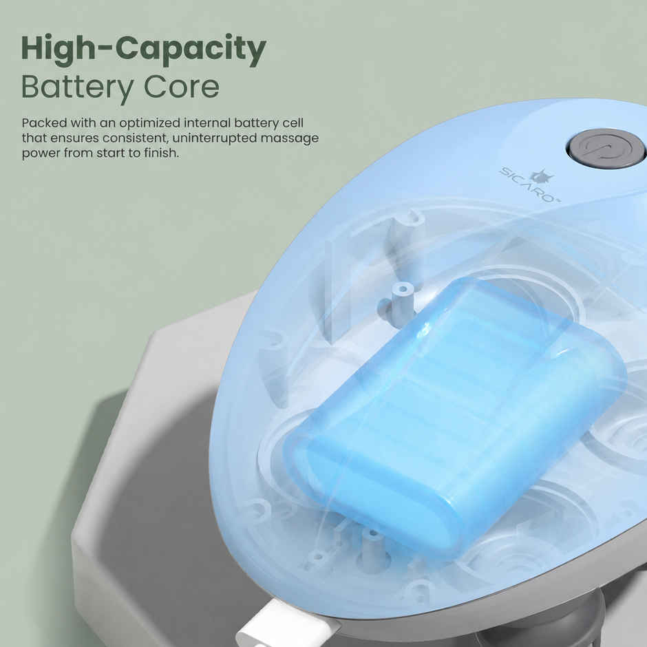 Sicaro RP201 Relax Pro Electric Rechargeable Scalp and Body Massager | Soft Silicone Bristles | Blue