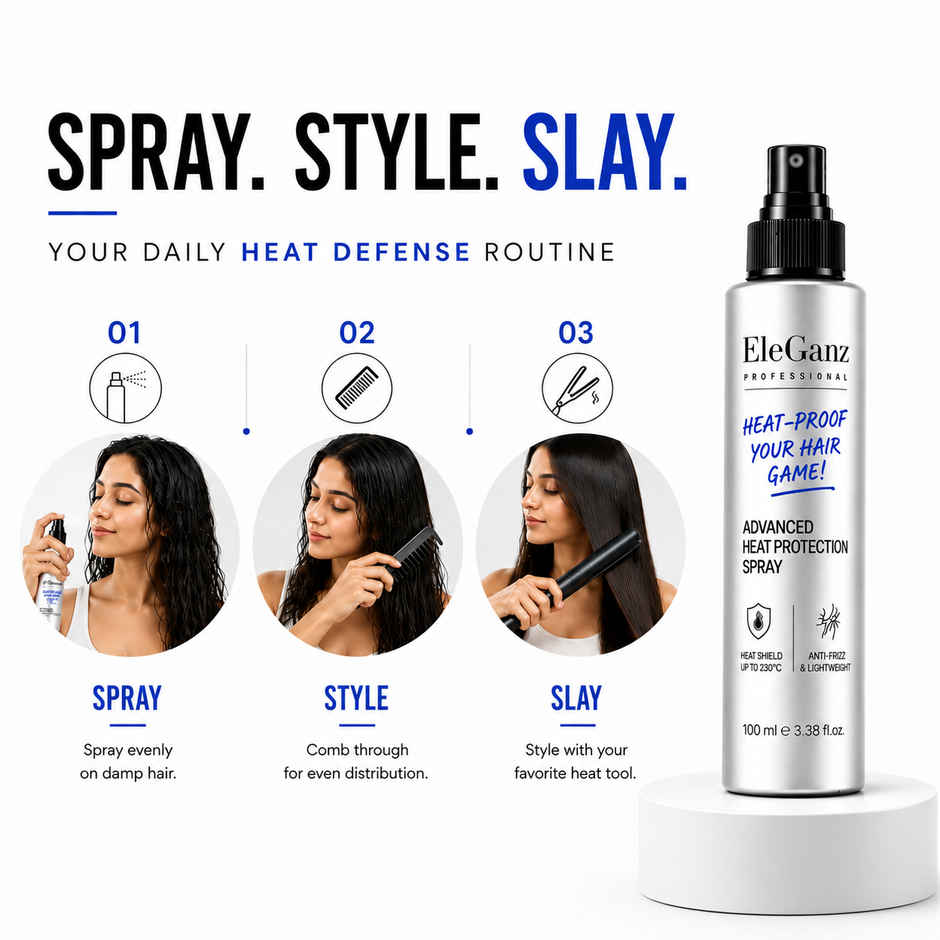 EleGanz Professional Advanced Heat Protection Spray with 24hr Frizz Control & Strength Repair