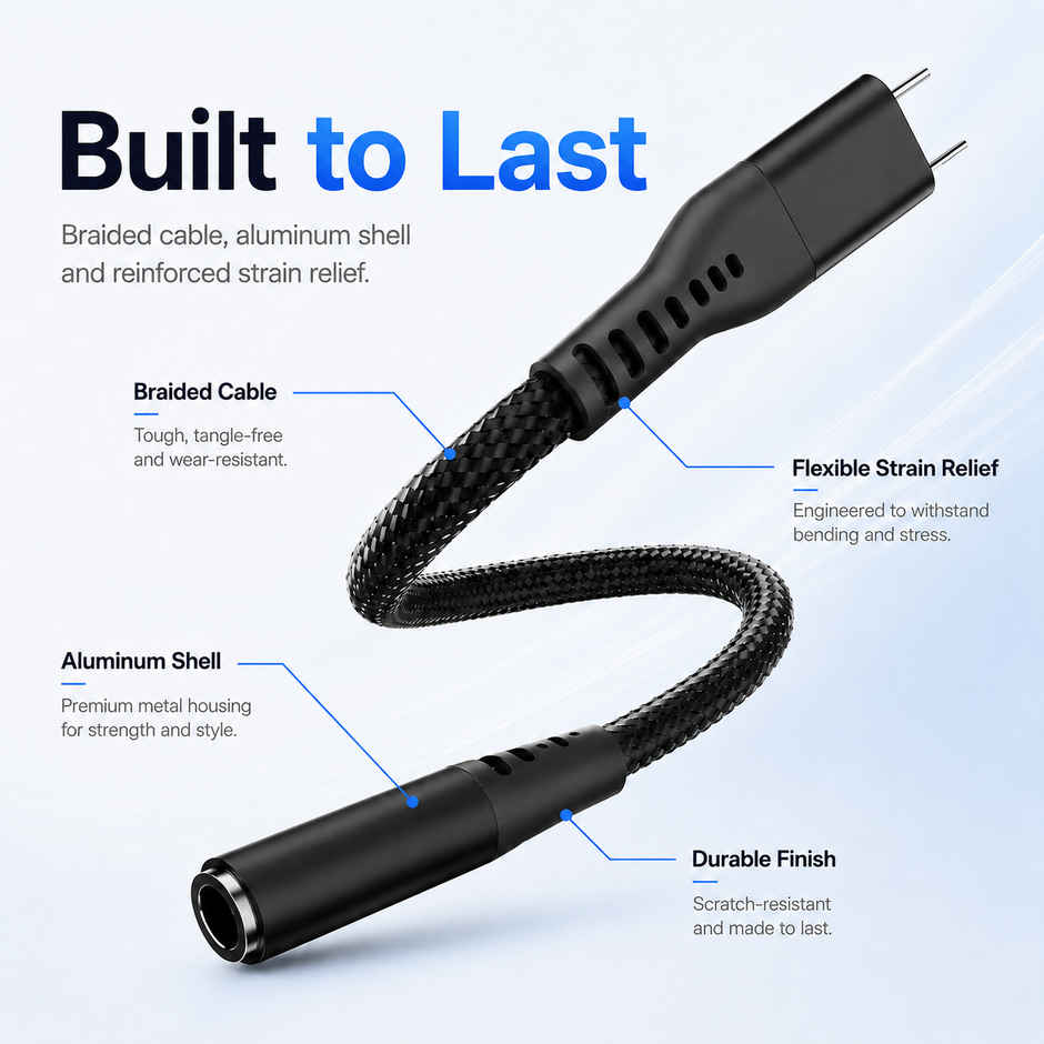Ailkin Type-C to 3.5mm Audio Jack Connector|Adapter with DAC for Type C Phones [Black]