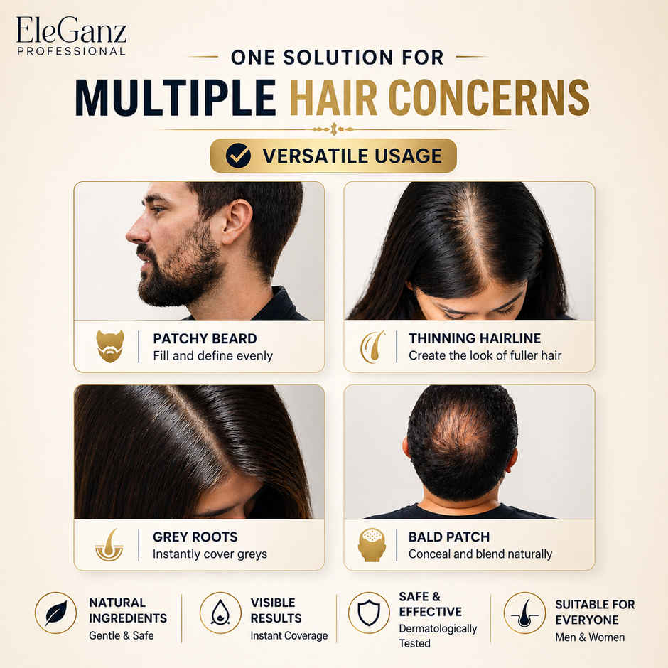 EleGanz Professional Cover-Up Hair Powder | Instant Root Concealer - Black