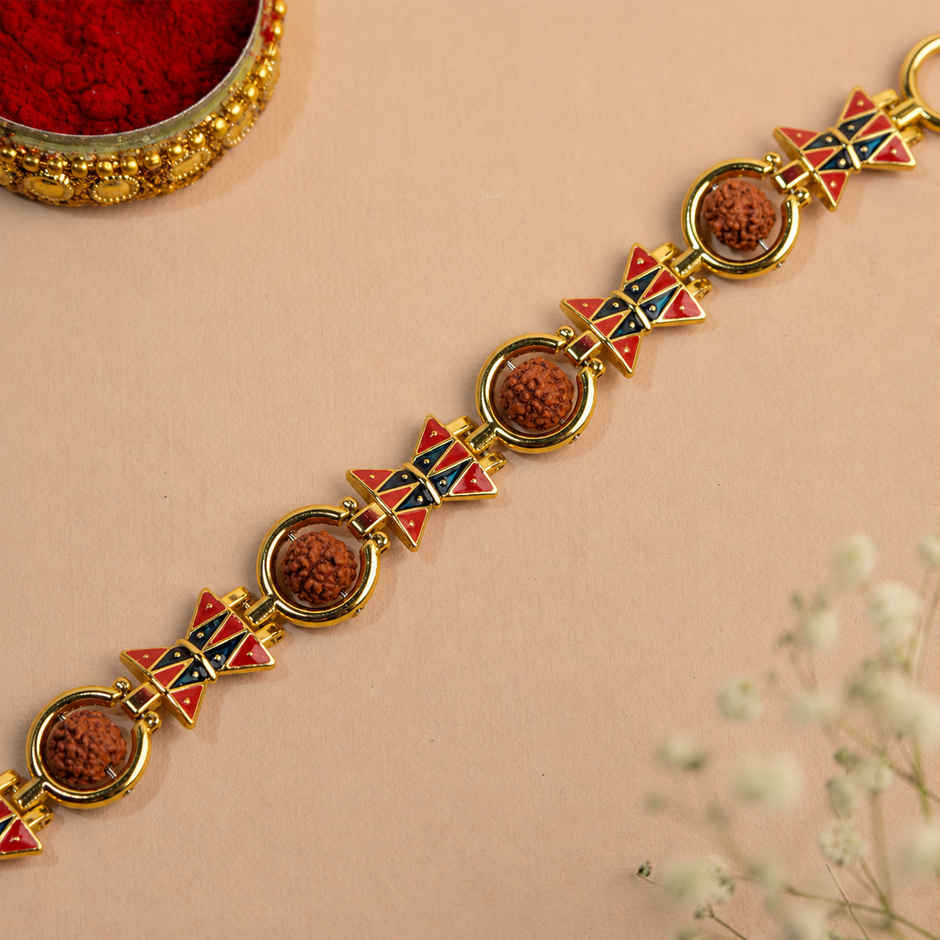 Traditional Rudraksha Bracelet Rakhi for Brother | Pack of 1 | Tomuncle