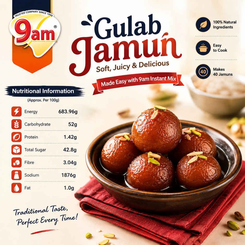 9am Gulab Jamun Instant Mix, Quick & Easy Dessert Mix