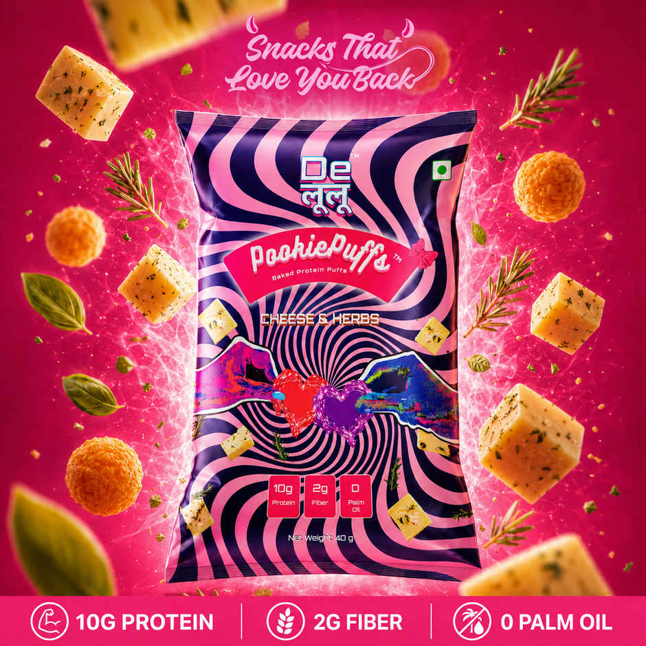 Delulu Pookie Puffs Cheese & Herbs | Multigrain Protein Chips 10g High Protein 2g Fiber No Palm Oil