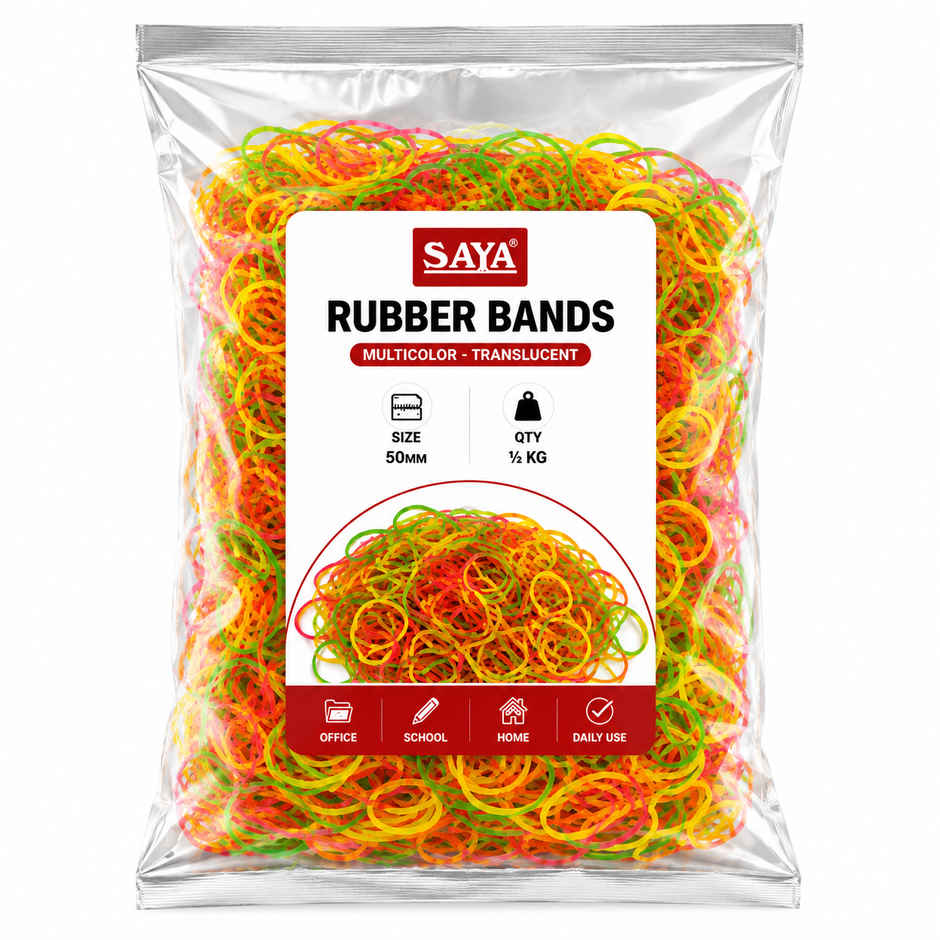 Saya Rubber Bands 50mm | Strong Elastic Bands for Office & Packaging | 500 g Pack