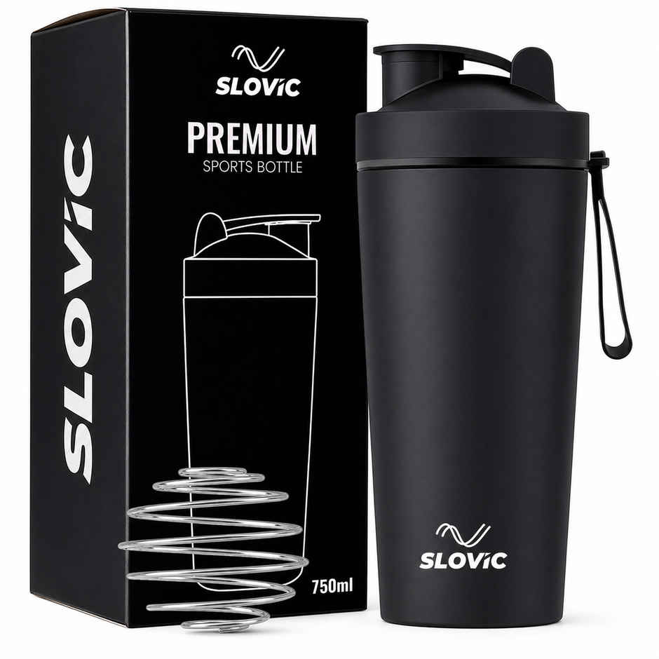 Slovic 750 ml Stainless Steel Shaker Water Bottle for Gym & Daily Use | Odour-free & Leakproof | Black