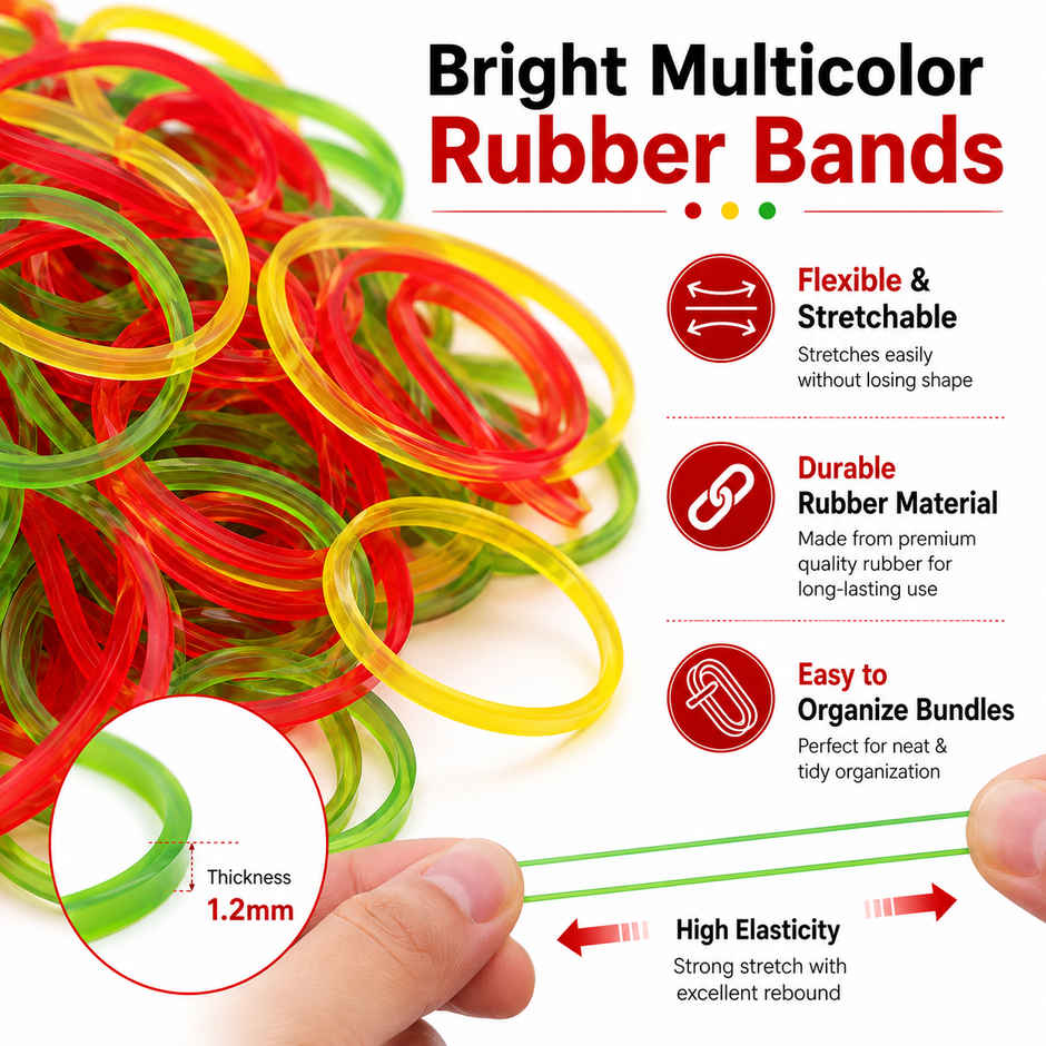 Saya Rubber Bands 50mm | Strong Elastic Bands for Office & Packaging | 500 g Pack