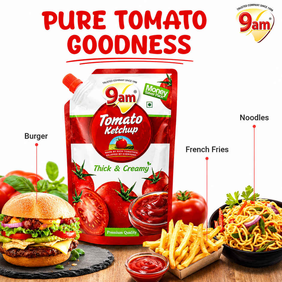 9am Tomato Ketchup, Natural, Tangy, Perfect for Snacks & Breakfast
