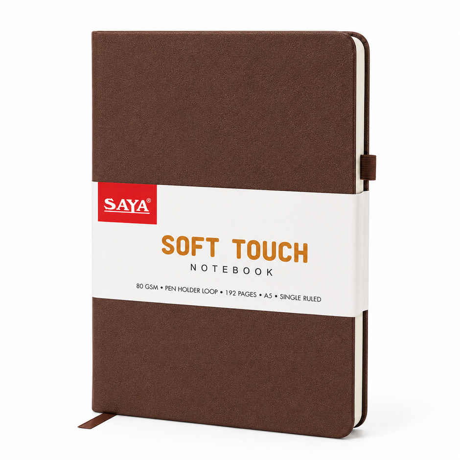 Saya A5 Soft Touch Notebook | PU Cover | 192 Pages 80 GSM with Pen Holder Loop | Assorted