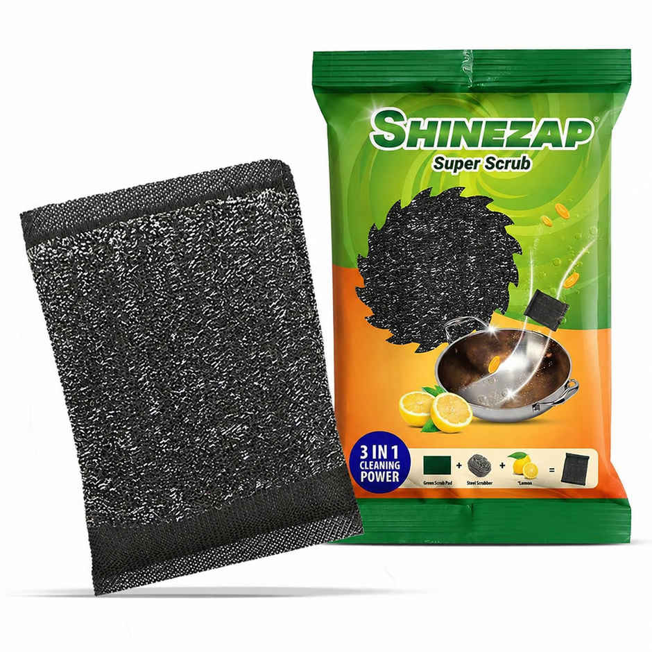 Shinezap Super Hard Scrub pad for Tough Kitchen Stains| Replacement to Steel Scrubber with Fragnance