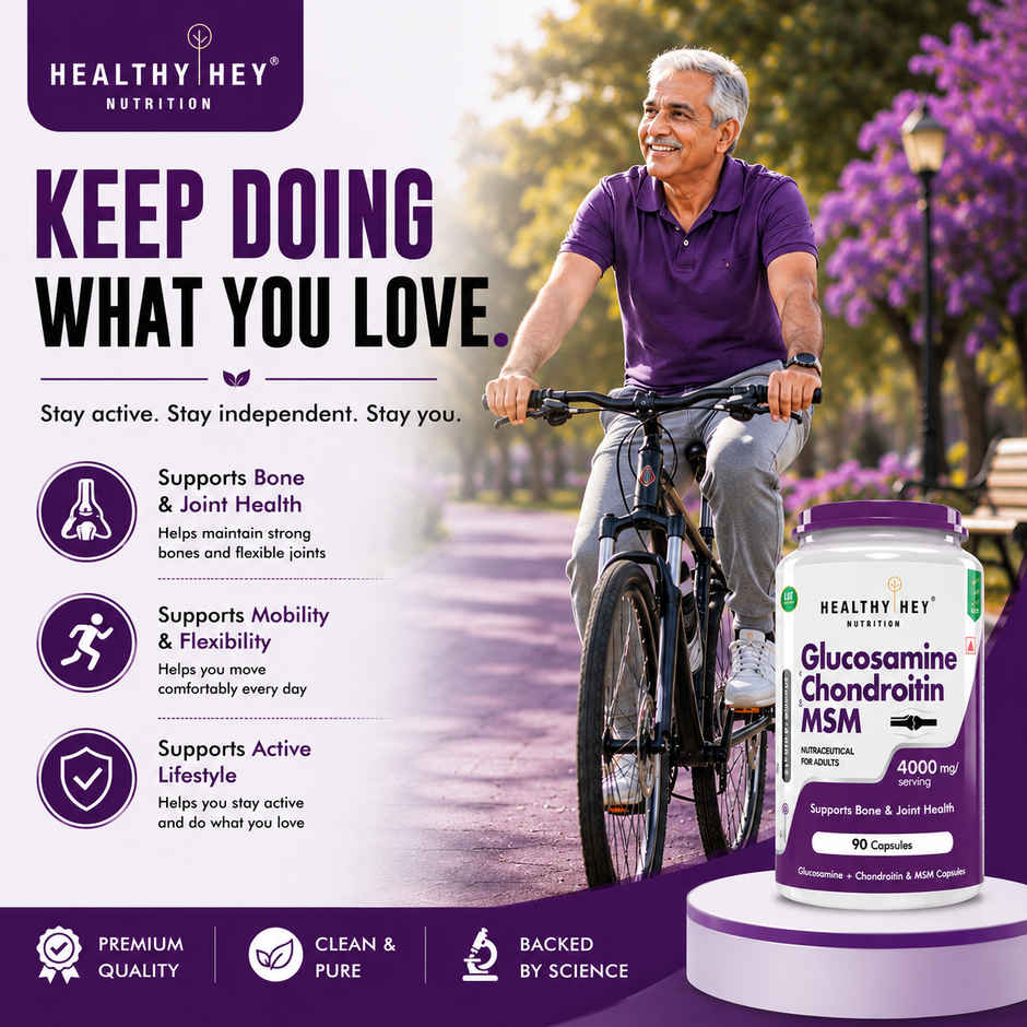 HealthyHey Nutrition Double Strength Glucosamine Chondroitin & MSM | Cartilage Support | 4000 mg