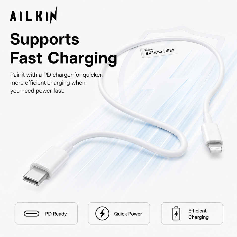 Ailkin C to Lightning Cable for iPhone |1M| White