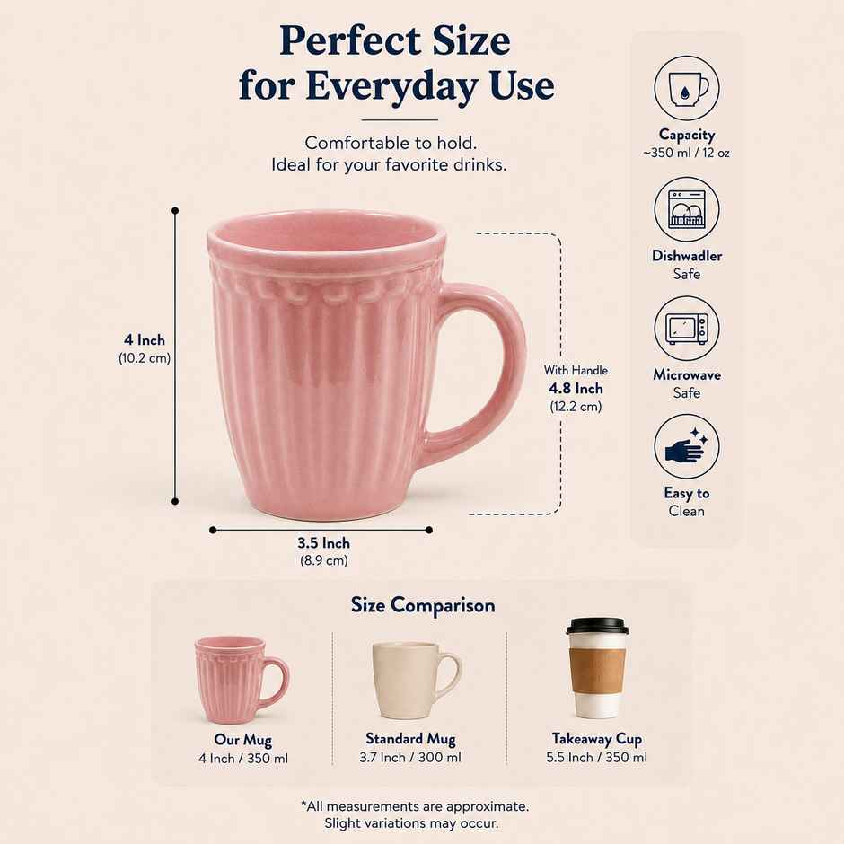 OGGN Ceramic Coffee,Tea,Milk Mug - 280 ml | Peach