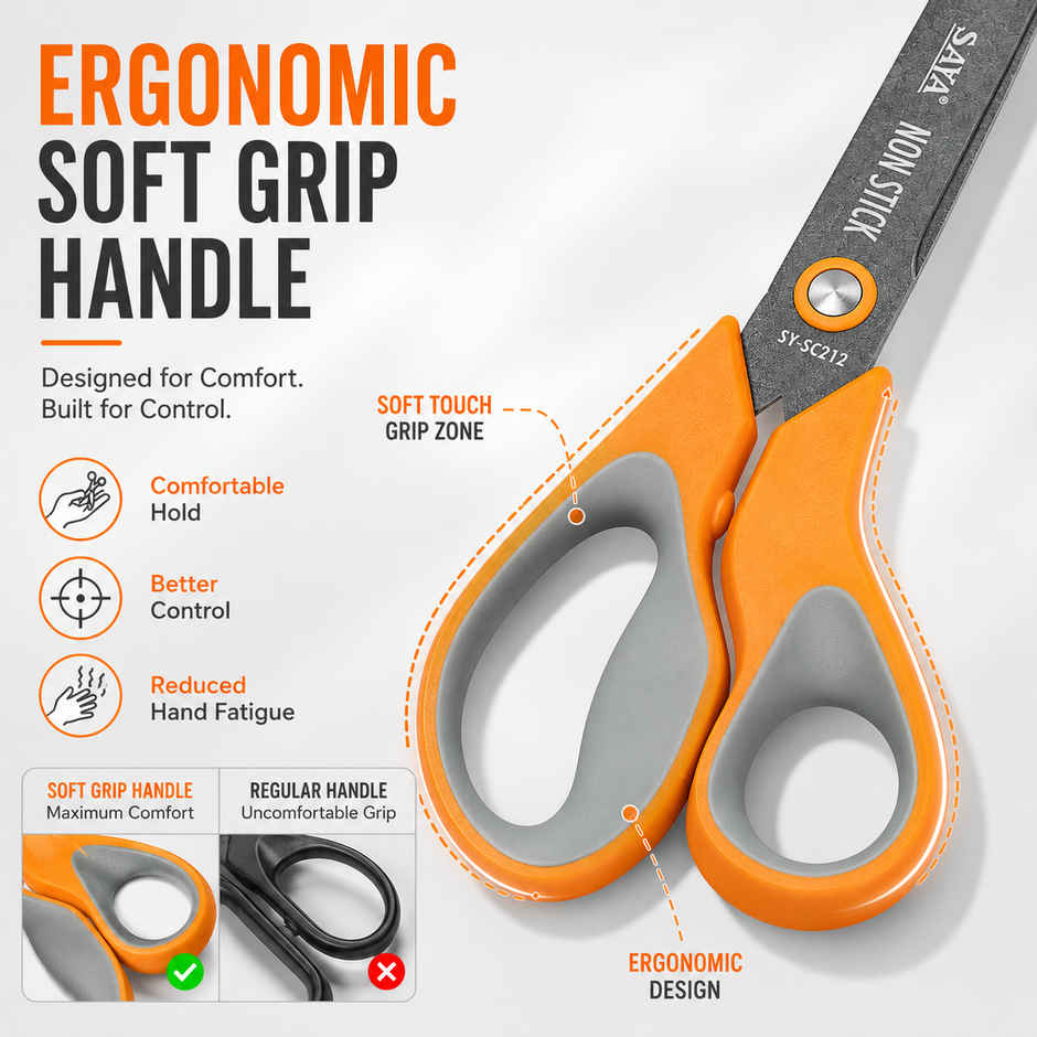 Saya Non-Stick Scissors | Multipurpose Cutting Shears with Non-Stick Coating for Office & Crafts