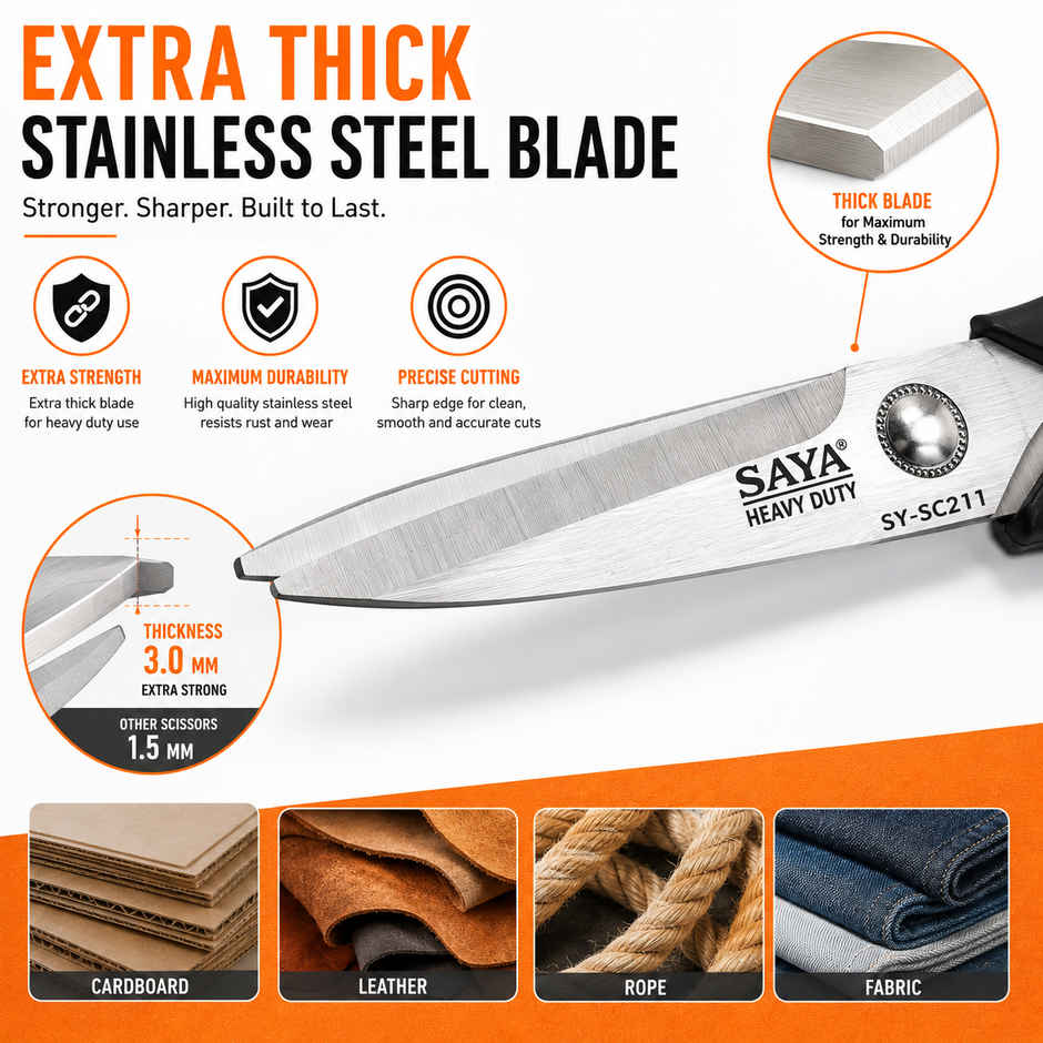 Saya Heavy Duty Scissors | Multipurpose Cutting Shears for Home, Office, School & Craft Use