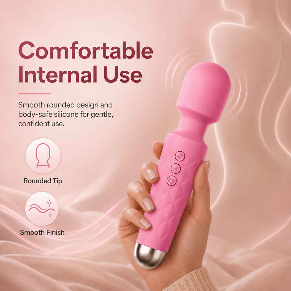 QIBOX Personal Body Massager with 20+ Vibration Patterns (Pink)