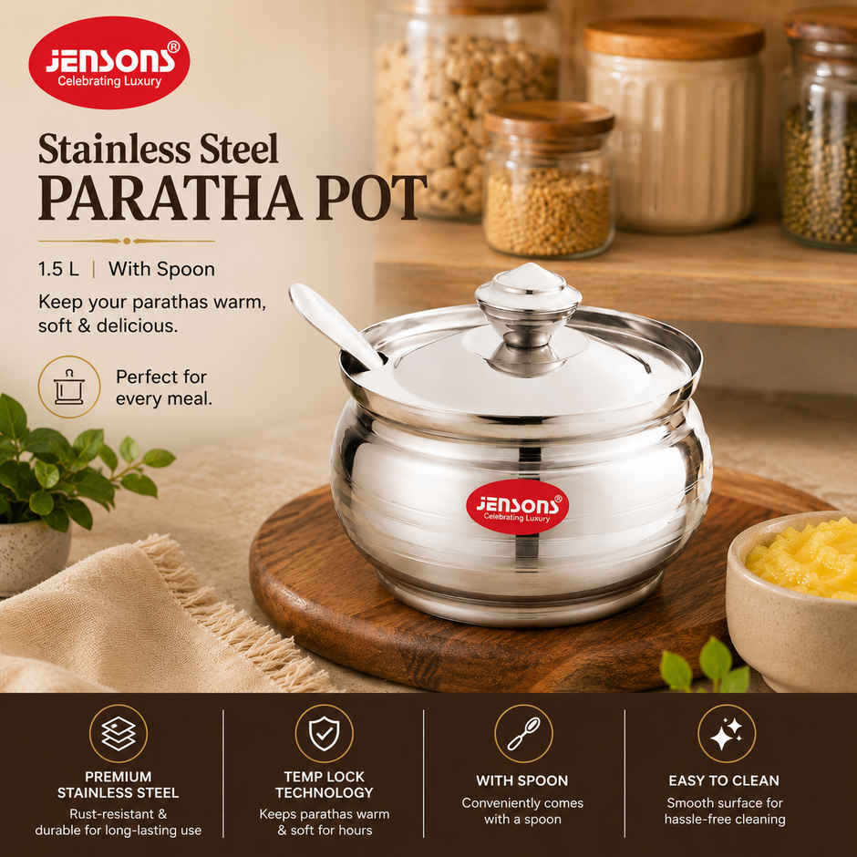Jensons Stainless Steel Ghee Pot with Lid 200ml | Food Grade Storage for Ghee Oil & Pooja