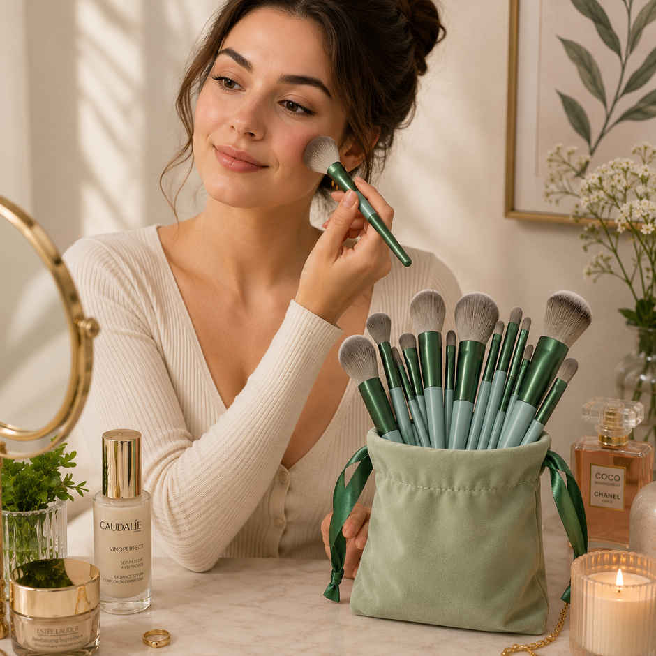 Perpetual Mart Makeup Brush & Puff Set for Face Makeup