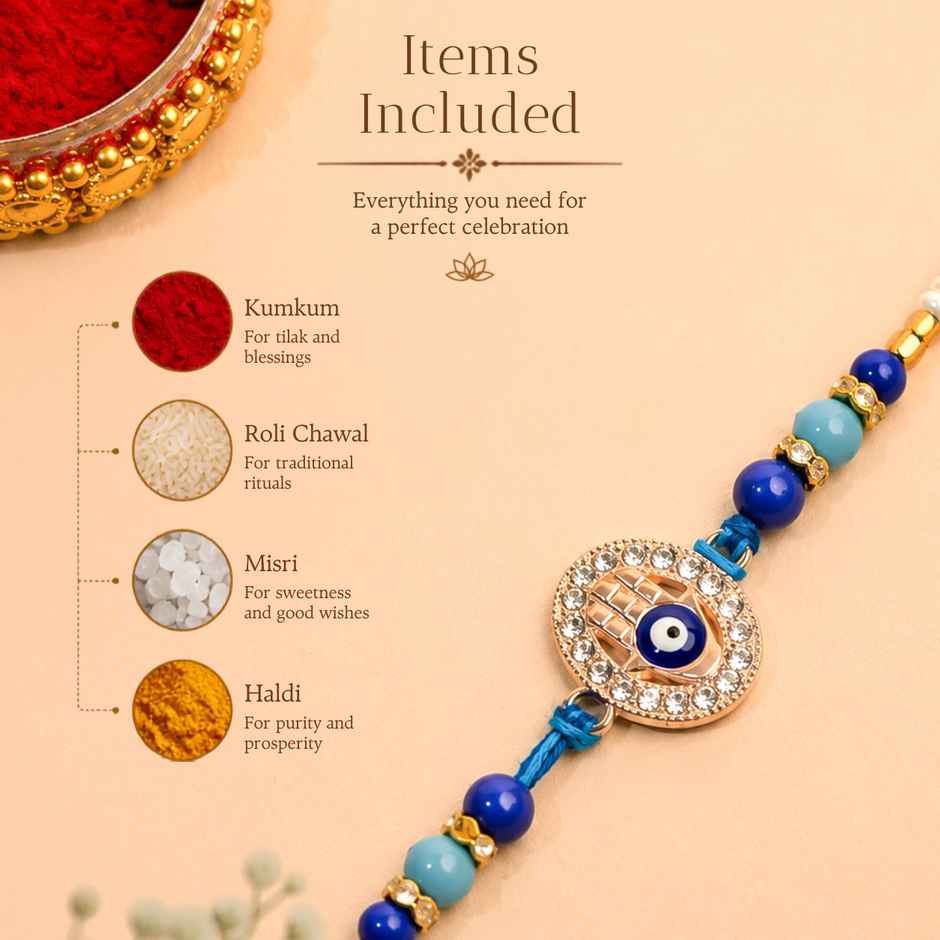 Rakhi for Brother | Evil Eye Blue & White | Pack of 1 | Tomuncle
