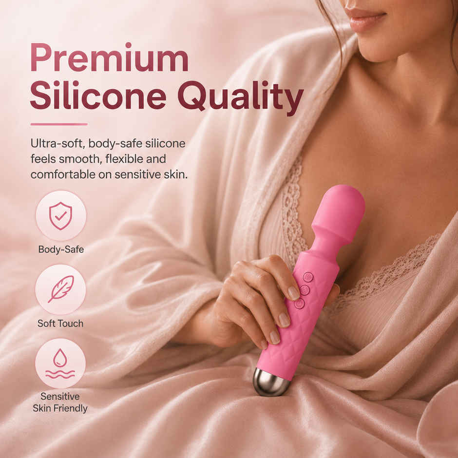 QIBOX Personal Body Massager with 20+ Vibration Patterns (Pink)