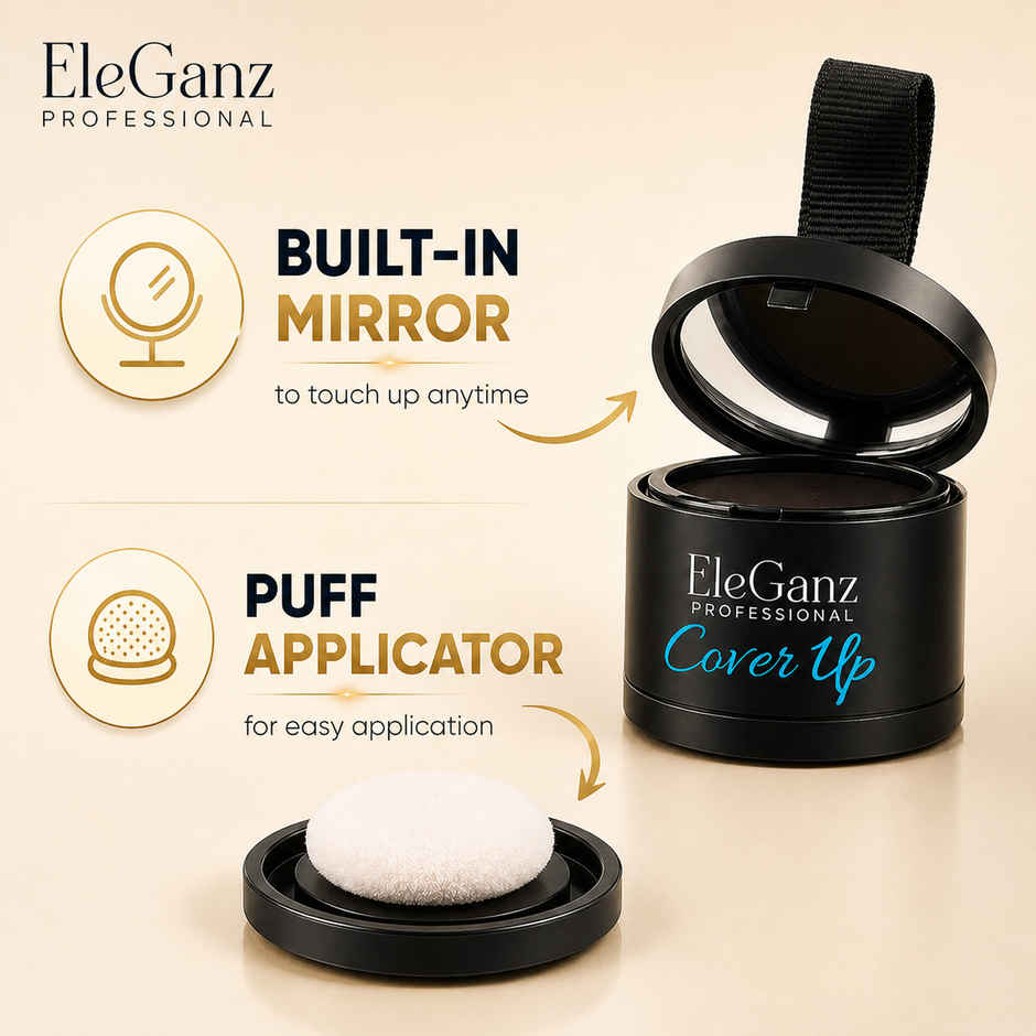 EleGanz Professional Cover-Up Hair Powder | Instant Root Concealer - Black