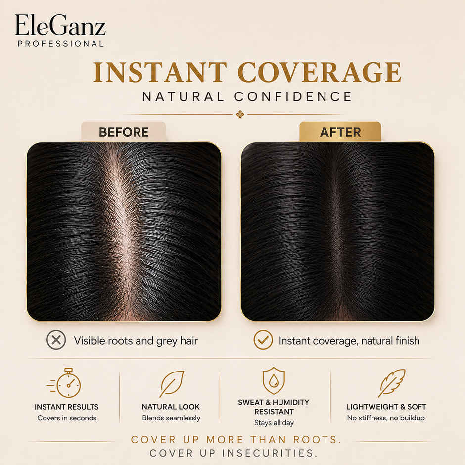 EleGanz Professional Cover-Up Hair Powder | Instant Root Concealer - Black