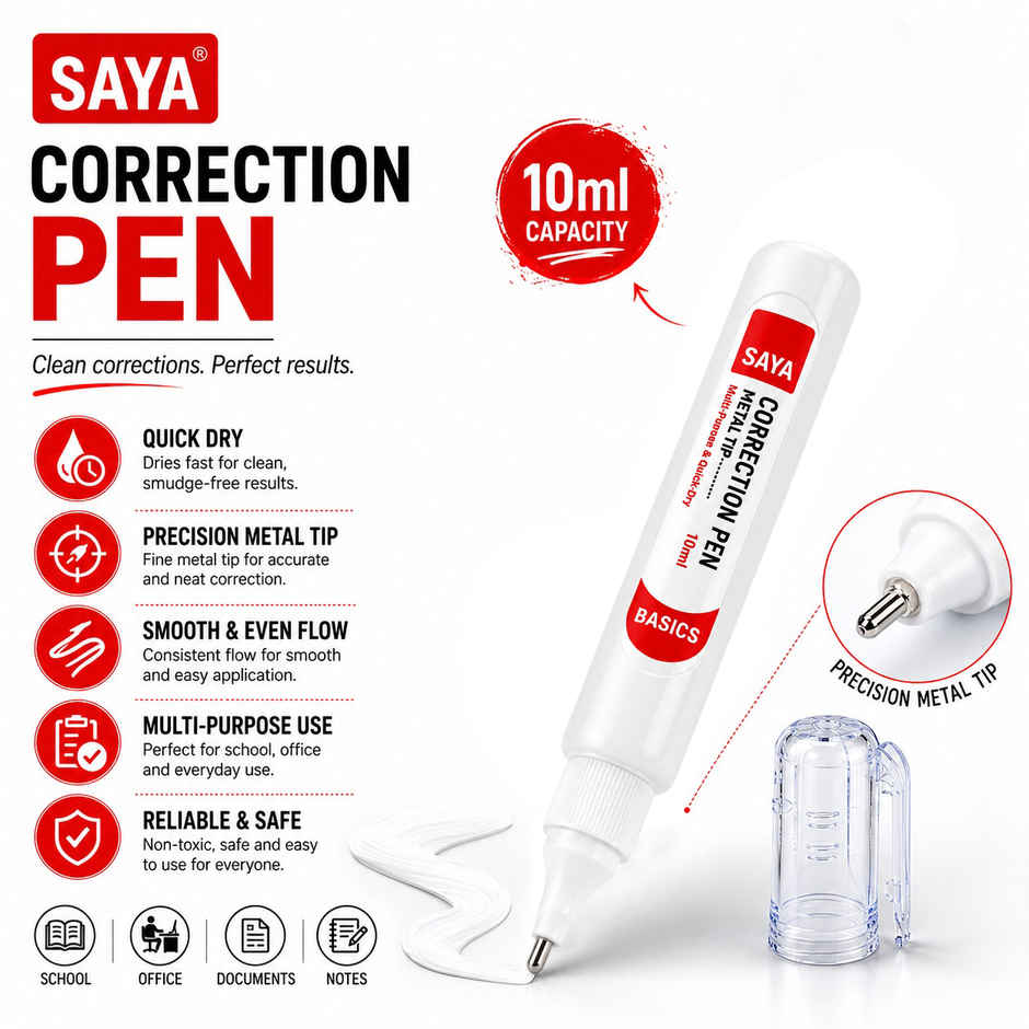 Saya Correction Pen | Smooth and Precise for Clean Corrections | 10ml