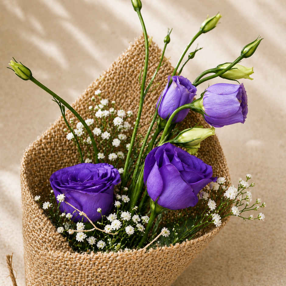The Flora 3 Purple Eustoma Bouquet