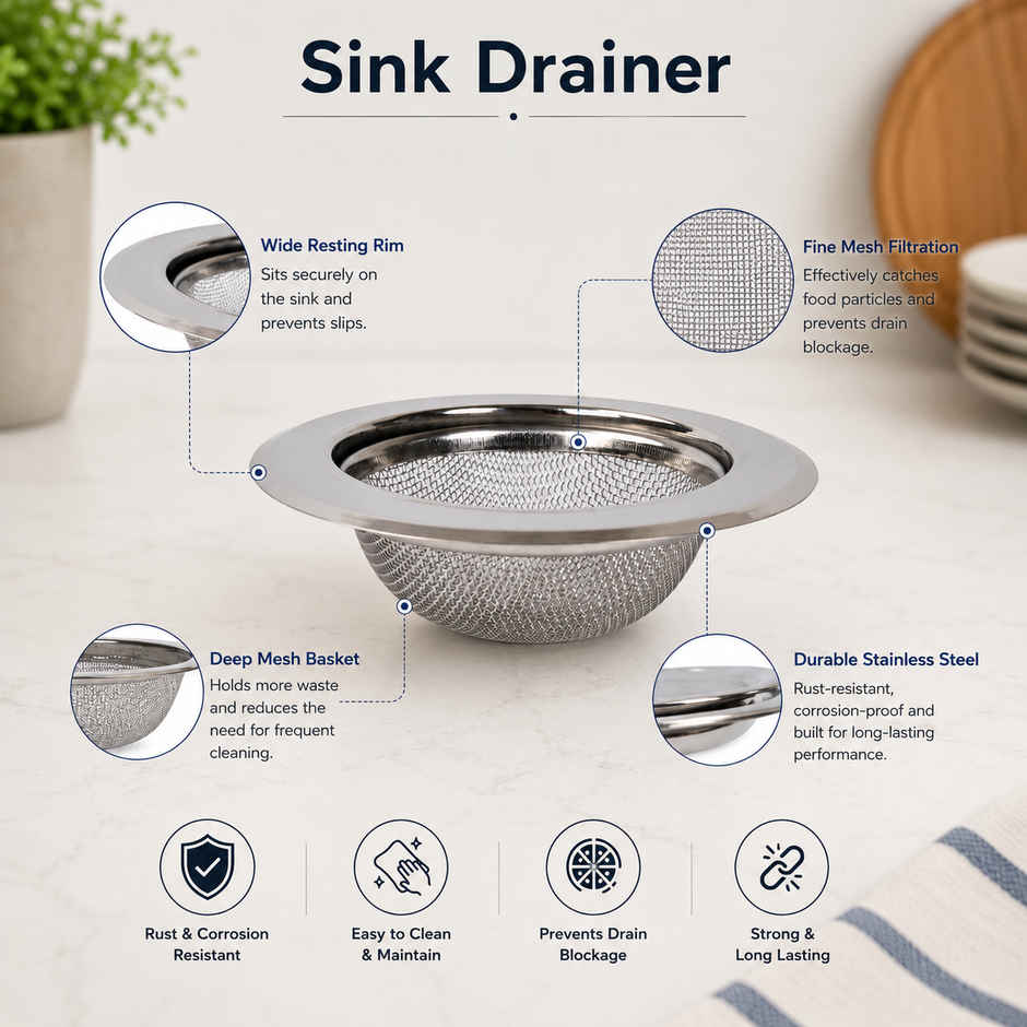 Petals Stainless Steel Sink Drainer/Strainer/Sink Jali/Filter | 11 cm diameter