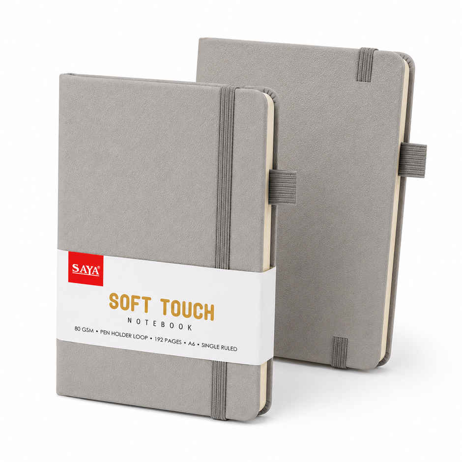 Saya A6 Soft Touch Notebook | PU Cover | 192 Pages 80 GSM with Pen Holder Loop