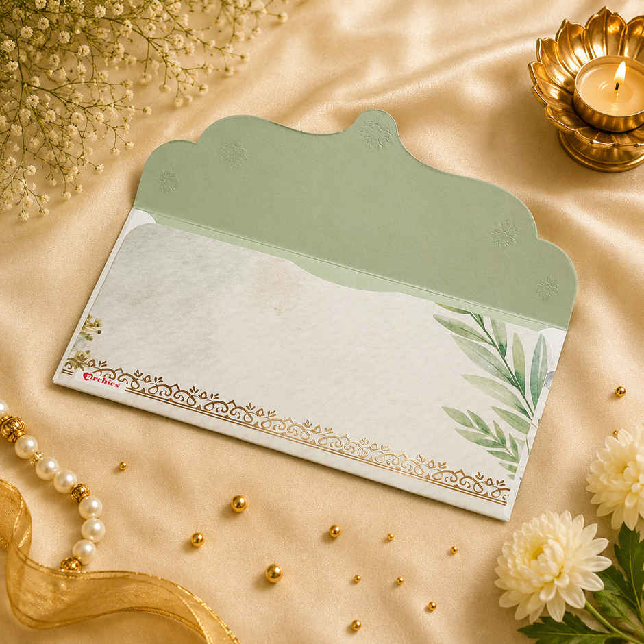 Archies Cow & Lotus Print Shagun Envelope with Foiling