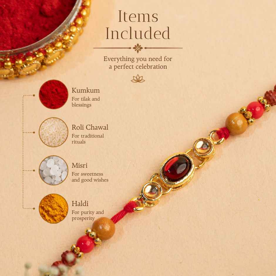 Minimalistic Rakhi Dori with Stones | Stone | Pack of 1 | Tomuncle