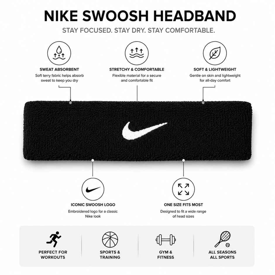 NIKE Swoosh Classic Headband-Black