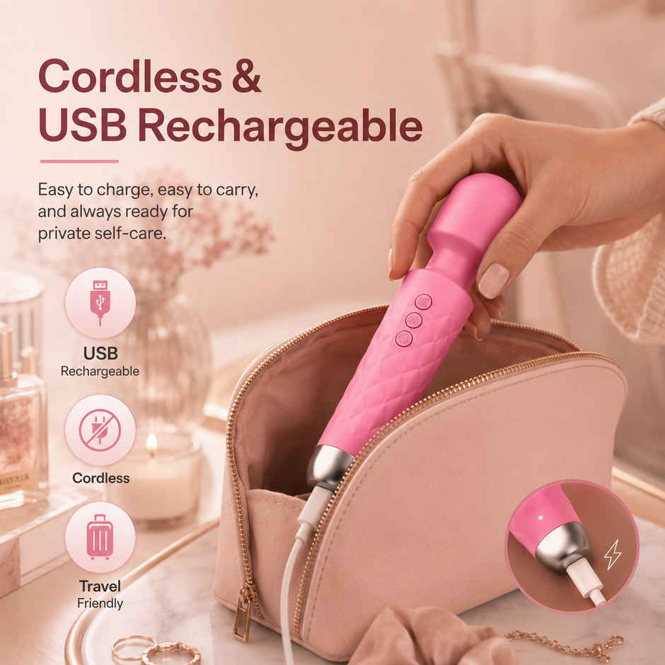 QIBOX Personal Body Massager with 20+ Vibration Patterns (Pink)