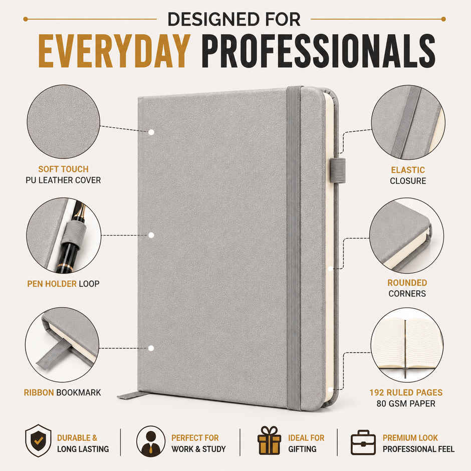 Saya A6 Soft Touch Notebook | PU Cover | 192 Pages 80 GSM with Pen Holder Loop