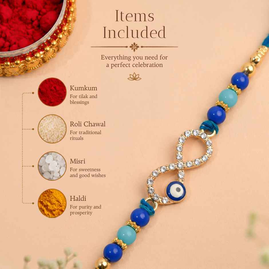 Rakhi for Brother | Evil Eye Infinity Design | Feng Shui | Pack of 1 | Tomuncle