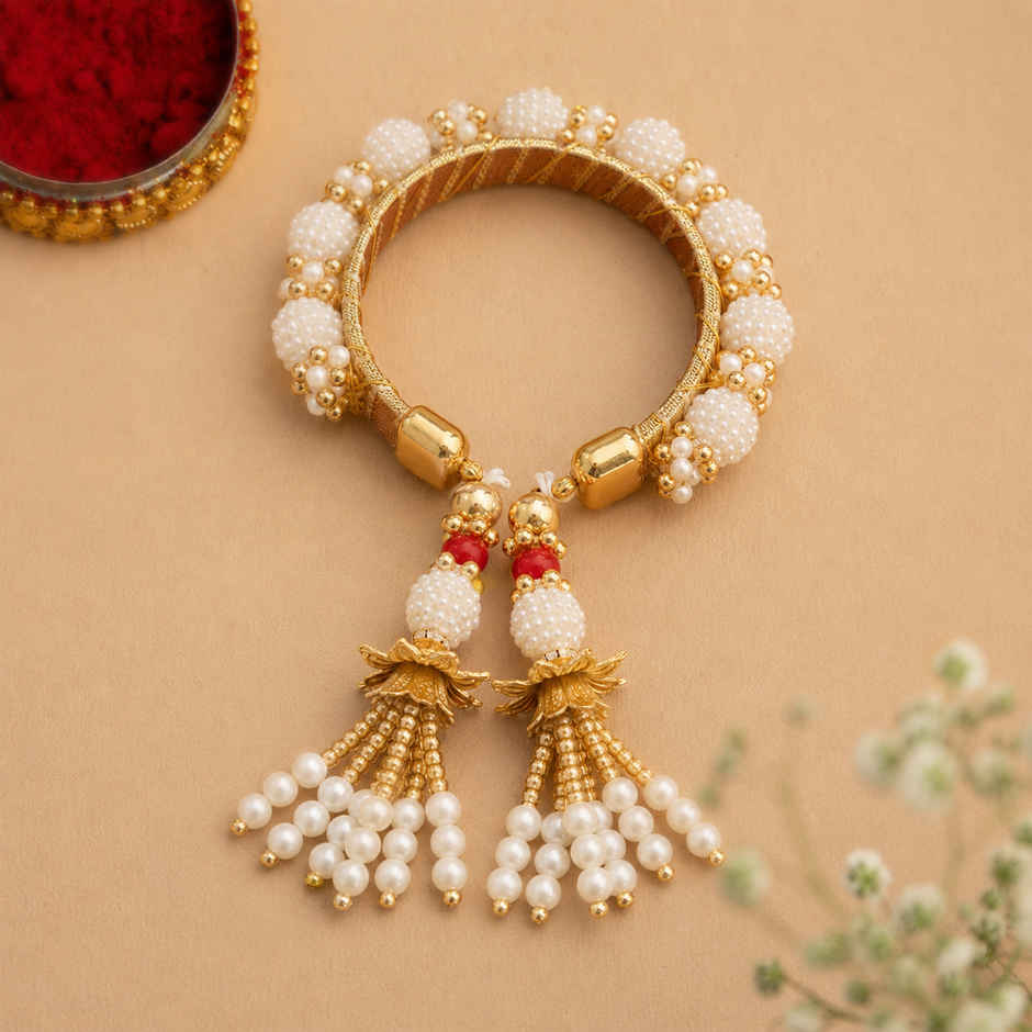 Lumba Rakhi for Bhabhi and Sister | with Roli Chawal | Pack of 1 | Tied Ribbons