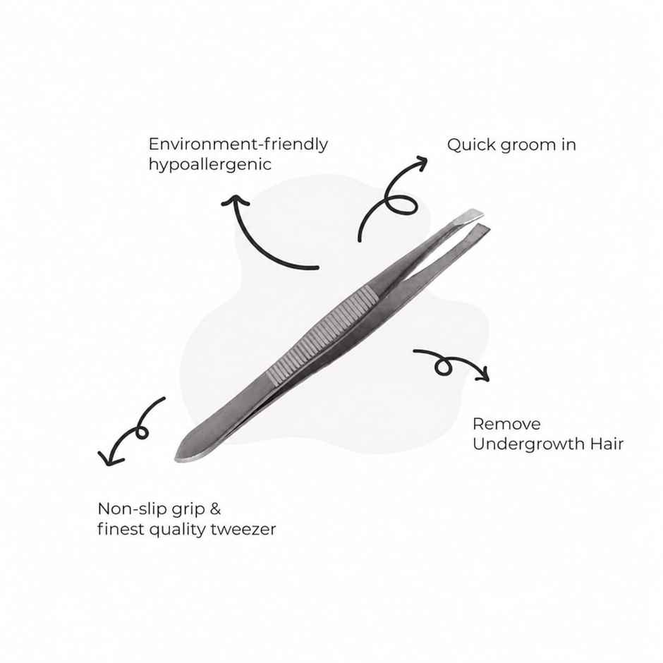 Beautiliss Tweezer Plucker with Square Tip for Precise Eyebrow Hair Removal and Grooming