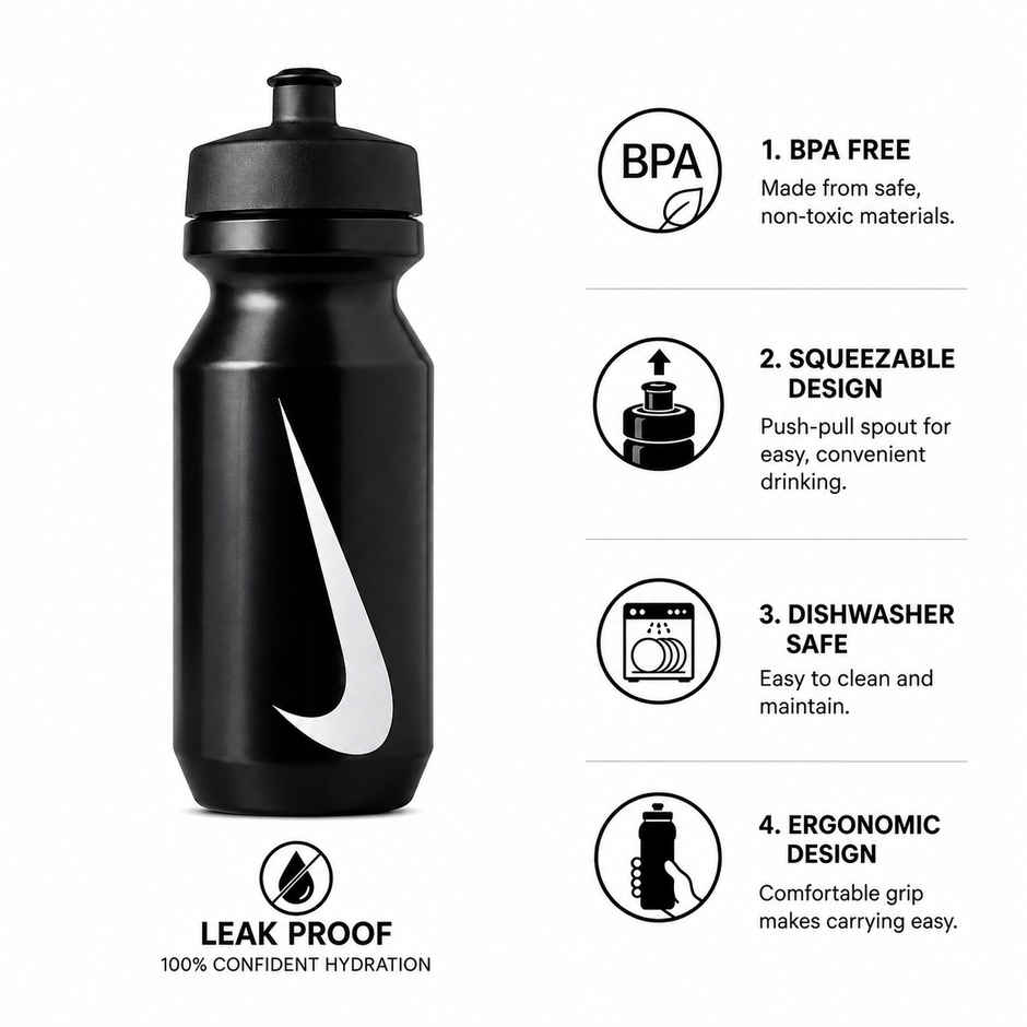 NIKE Big Mouth Sipper Bottle - 590 ml-Black