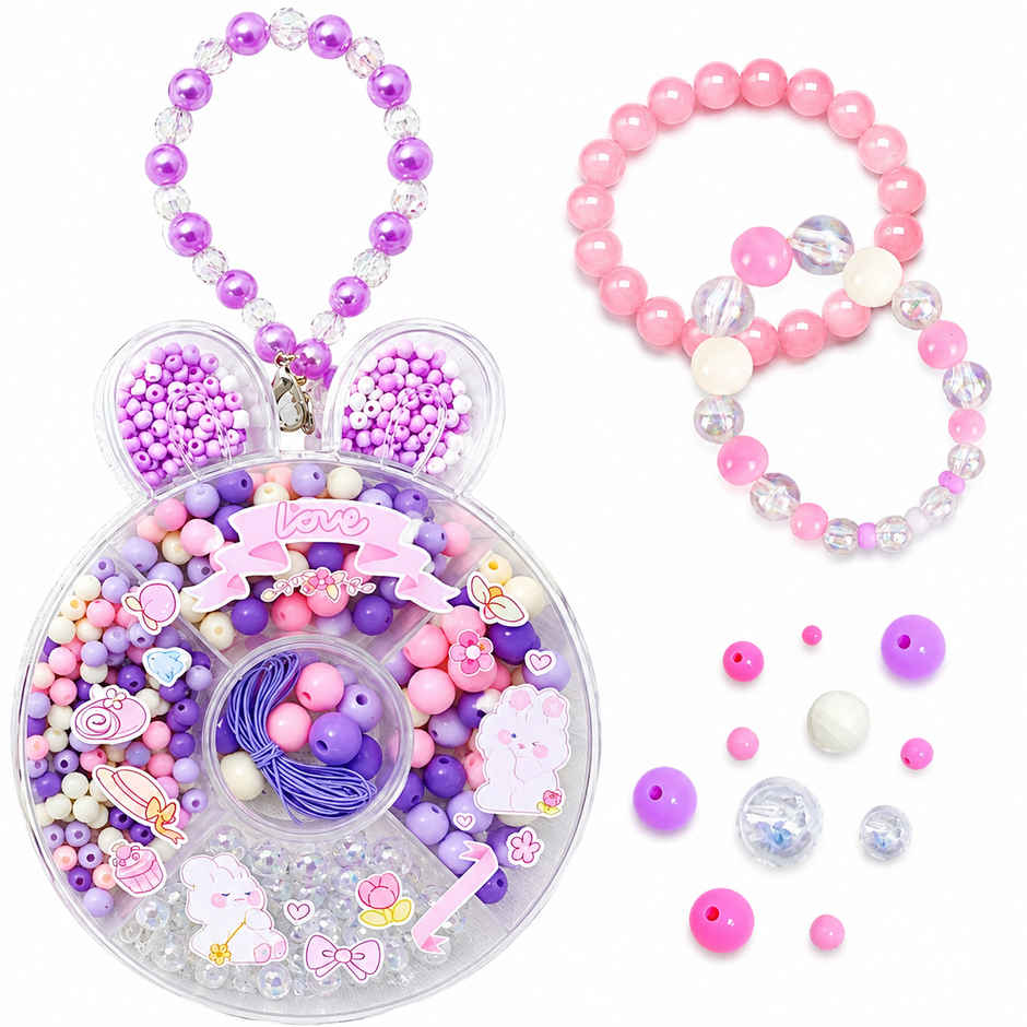 Toyshine Diy Jewellery Bead Set with Bunny Box For Making Bracelets-Necklaces and Earrings | Age 6+