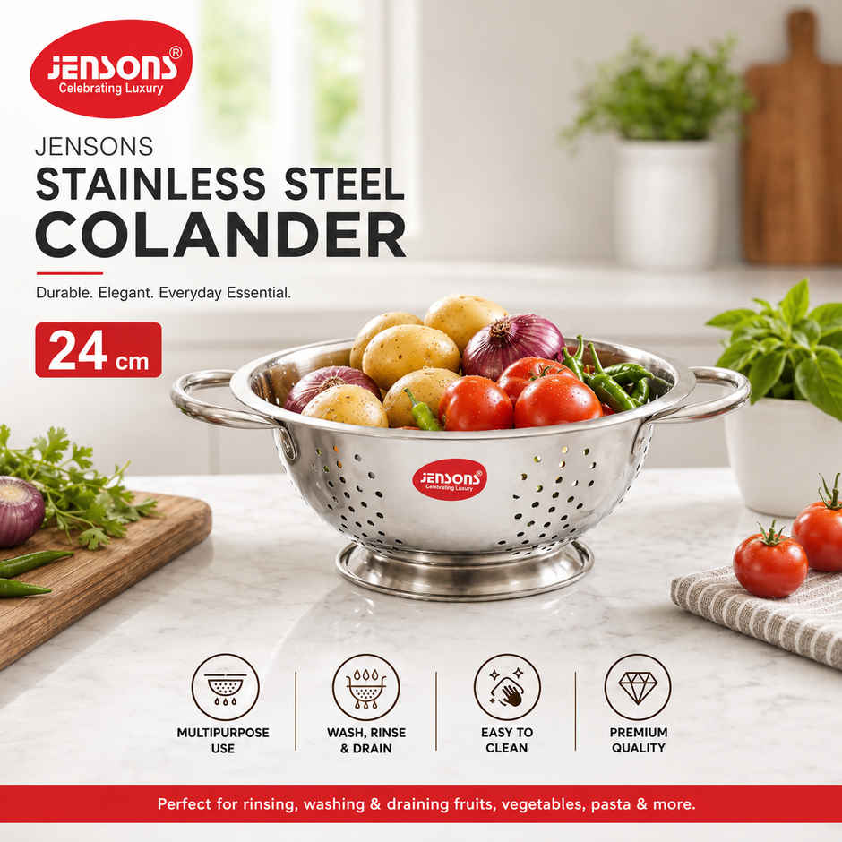 Jensons Stainless Steel Deep Colander 24 cm