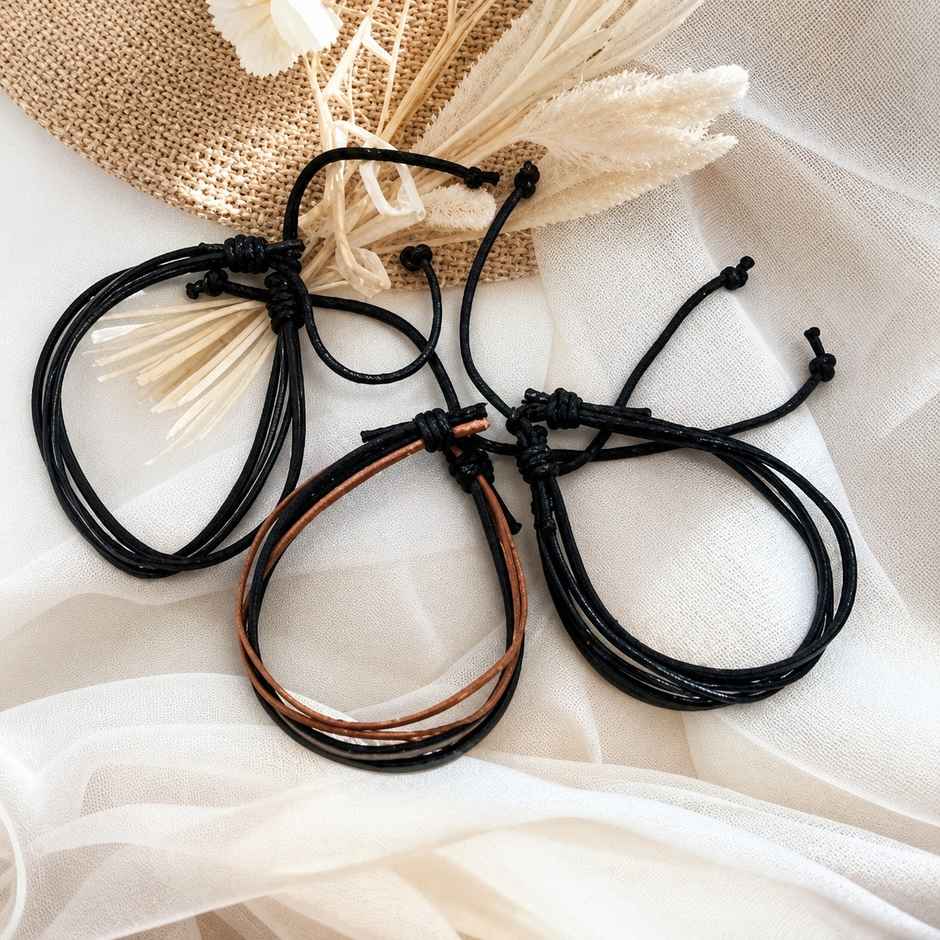 Leather Friendship Band Set | Pack of 3 | Gullak