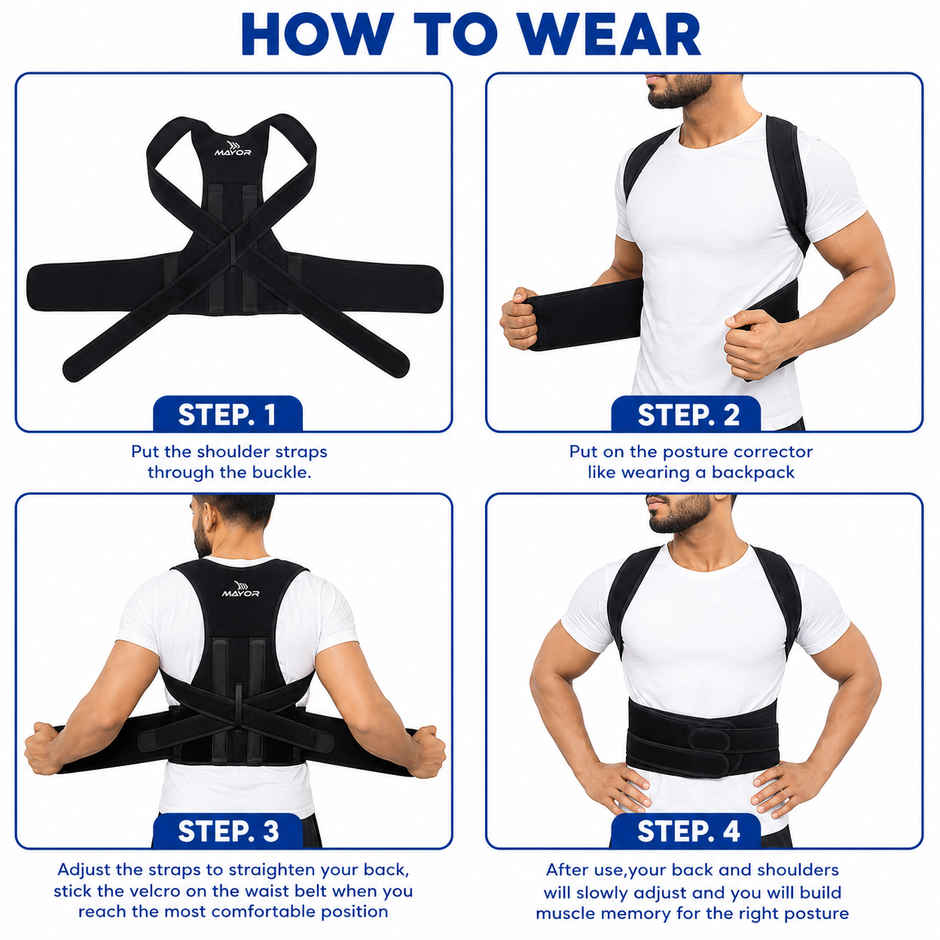 Mayor Posture Corrector For Back Support, Back Pain, Back Straight & Supporter (Free Size)