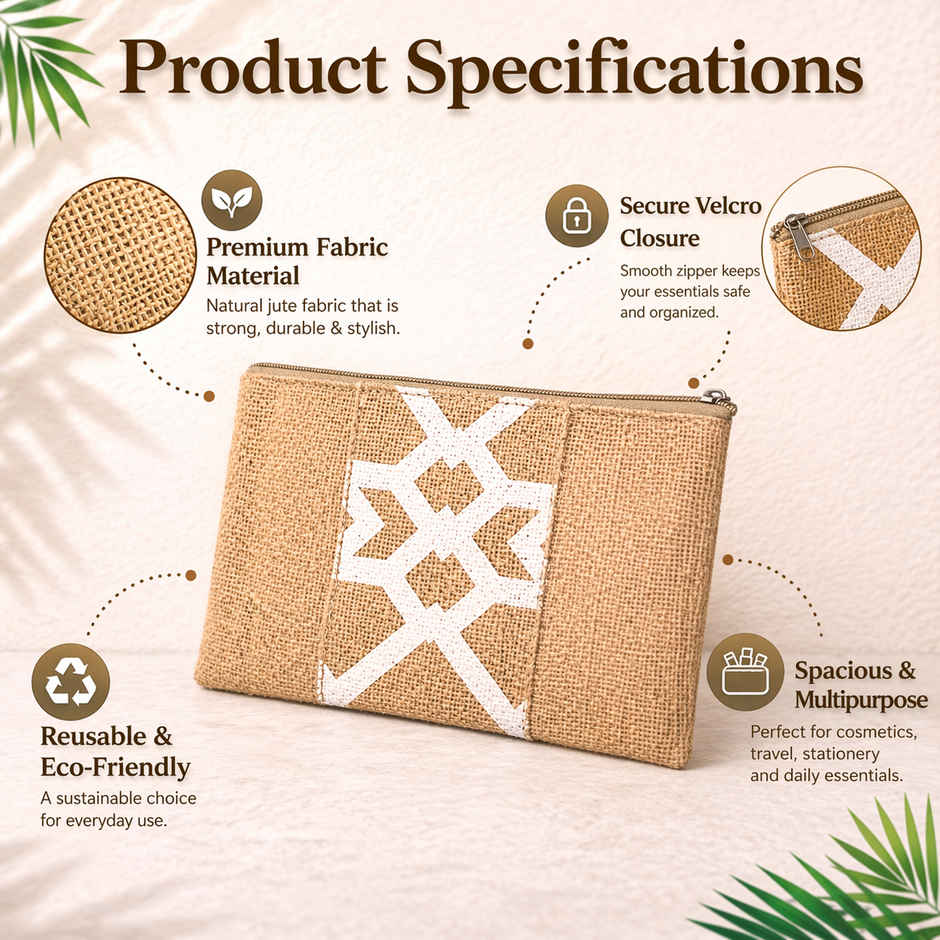 JEDAN Jute Zipper Pouch Bag - Cosmetic Makeup Pouch (JDJZP2001)