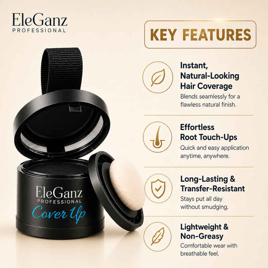 EleGanz Professional Cover-Up Hair Powder | Instant Root Concealer - Black