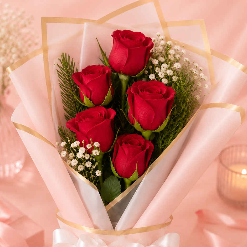 5 Red Rose Bouquet | Gifting
