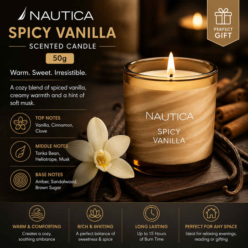 Nautica Scented Candle Gift Box Amber Drift and Spicy Vanilla